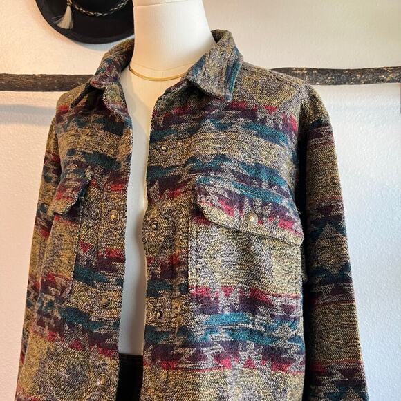 BBJ Multi Colored Southwestern Button Front Cropped Jacket Size Large - Picture 1 of 11